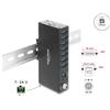 Delock Hub industriale 7 porte USB 5 Gbps tipo A con protezione ESD da 8 kV e montaggio su guida DIN