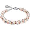 ParticolarModa Bracciale Donna Nodini Intrecciato Quadrifoglio Portafortuna leggero in alluminio e acciaio Made in Italy 6 mm (Regolabile da 19 a 22 cm (x polso 16-18), Argentato/Dorato/Rosa)