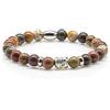 Generic Bracciale con diaspro Bracciale con perline Picasso Buddha 8 mm Anello in acciaio inossidabile con strass Donna Uomo (Buddha Ring)