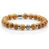 Generic Bracciale in pizzo di legno naturale Bracciale con perline Perline in pietra Perline Sfera 8 mm Anello in acciaio inossidabile Strass Donna Uomo (squillo)