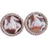 Generic Orecchini a lobo cammeo vero di Torre del Greco TRINACRIA, zirconi e argento 925 rodiato, orecchini italiani