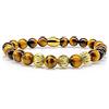 Handmade Bracciale Occhio Di Tigre Bracciale Con Perline Classe A+ Perline Sfera Placcata Oro 24k 8mm Acciaio Inossidabile (Scanalato)