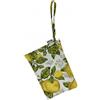 Handmade Pochette Artigianale Made in Italy con Cinturino da Polso, Beauty Case in Cotone, Design Maioliche Siciliane o Limoni, Chiusura a Zip. (limoni, mod.2)