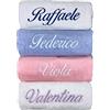 Handmade Crociedelizie, telo bagno doccia ricamato con nome personalizzato 150x100 per bagno piscina nuoto palestra spugna cotone 100%