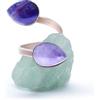 Zarrella Gioielli Anello Contrariè Argento e Oro Rosa: Potere Interiore e Intuizione in un Abbraccio di Ametista Naturale - Gioiello Artigianale Fatto a Mano in Italia - Regalo Straordinario per Donna