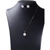 PSS Collana e orecchini in argento 925 perle bianche 9mm catenina argento fiore con perla bianca
