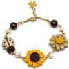 Generic Bracciale con girasole, coccinella e margherita
