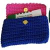 Generico porta carte uncinetto (blu,fucsia)