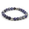 Generico Bracciale Azteco Unisex in Sodalite con Sfere in Metallo, Pietre Dure, Elastico 19 cm, Fatto a Mano