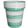Ceramiche Angela Rinaldi - Vaso in Ceramica di Vietri dipinto a mano blu Maiolica Design Terracotta Coccio Cachepot (Altezza cm. 15, diametro cm. 13, fascia verde + righe)