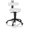 HJH Office balance sedia regolabile in altezza TOP WORK FLEX PU sgabello da lavoro mobile in con schienale, ecopelle bianca