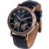 Carl von Zeyten Orologio analogico automatico da uomo con cinturino in pelle CVZ0054RBLS, Roségold-blau, Cinghia