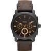 Fossil Orologio Machine da uomo, movimento cronografo al quarzo, cassa in acciaio inossidabile nera da 42 mm con cinturino in pelle, FS4656IE, Marrone e nero