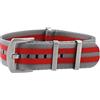 masar 20mm Premium NATO Red/Light Grey - Brushed Steel Buckle - Watch Straps, Bands - 20mm