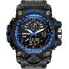 Gosasa Orologio analogico digitale in stile militare, quadrante grande 5,6 cm, resistente all'acqua fino a 50 m, doppio fuso orario, sveglia, retroilluminazione a LED, cronometro, cinturino in