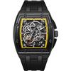 DAXIAOYU Trend Skeleton Gear - Orologio da uomo con cinturino in silicone, automatico, meccanico, impermeabile fino a 3 atm, luminoso, orologio sportivo di lusso, Nero e giallo., Lusso