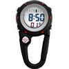 JewelryWe Orologio digitale a clip per uomo donna mini orologio microlight per zaino cintura orologio da taschino per arrampicata medici infermieri cuochi nero rosso digitale