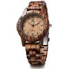 LeeEv EV2076 - Orologio da polso da donna, di lusso, in legno zebrato, leggero, vintage, in legno, Zebra, Medium, SERIE LUNA