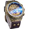 DAXIAOYU Orologio da polso da uomo con scheletro, stile steampunk, con numeri romani, stile retrò, sportivo, vintage, con lunetta in bronzo, orologio da polso meccanico automatico in pelle,