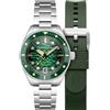Spinnaker Orologio da uomo automatico Junior Piccard da 42 mm con cinturino in acciaio inox massiccio SP-5159, Verde mare