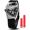 Caluxe Orologio da polso meccanico automatico da uomo, stile militare, a triangolo