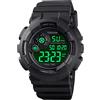 TONSHEN Orologio Uomo Sportivo 50M Impermeabile LED Elettronico Doppio Tempo Outdoor Militare Digitale Orologi da Polso Allarme Cronometro
