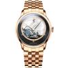 LOBINNI Orologio da uomo automatico meccanico di moda di lusso impermeabile da polso maschile orologio da polso cinturino in pelle/acciaio inossidabile, Oro-Nero-Acciaio