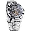 FORSINING Orologio meccanico automatico da uomo con lunetta a 12 lati diamantata e ingranaggi a vista e design Tourbillon, unico orologio da polso a maglia a rombo in acciaio inossidabile