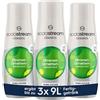 SodaStream Sciroppo 3 lime al limone senza zucchero, 1 flacone produce 9 litri di bevanda preparata, preparato in pochi secondi e sempre fresco, 3 x 440 ml