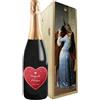 Bottle-Up Regalo San Valentino - Prosecco DOC personalizzato e cassa legno - Idea regalo per innamorati, bomboniere, anniversario di fidanzamento e di matrimonio (Cuore, Il Bacio di Hayez)