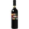 Bottle-Up Chianti DOCG, bottiglia con etichetta personalizzata originale. Idea regalo per Natale e feste natalizie. (Lettering Merry Christmas)