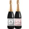 Bottle-Up Couple wine bottiglie personalizzate di Prosecco DOC per San Valentino, bomboniere, regalo per innamorati e coppie, anniversario di fidanzamento e di matrimonio (King & Queen, 0,75 L)