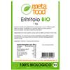Metafood Eritritolo 100% BIOLOGICO confezione da 1 KG, dolcificante naturale zero calorie, sostituto dello zucchero, indice glicemico basso