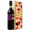 Bottle-Up Regalo San Valentino - Bottiglia Chianti DOCG personalizzata e cassa legno - Idea regalo innamorati, anniversario di fidanzamento e di matrimonio (Arcobaleno, Love)