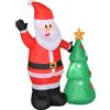 Easycomfort Babbo Natale Gonfiabile 150cm con Albero, Decorazione Natalizia per Esterno con Luci a LED, in Poliestere Impermeabile IP44