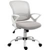 Easycomfort Sedia da Ufficio Basculante in Tessuto a Rete Grigio, Sedia da Scrivania Ergonomica e Girevole con Altezza Regolabile