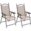 EasyComfort Set 2 Sedie Pieghevoli da Giardino con Braccioli e Seduta in Tessuto Traspirante, Marrone