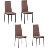 Easycomfort Set 4 Sedie Imbottite per Soggiorno o Sala da Pranzo, Sedie da Cucina Moderne, in Metallo e Tessuto Cachi