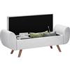 EasyComfort Panca Contenitore Fondo Letto con Braccioli in Tessuto, Gambe in Legno e Vano da 53.8L, 132x42x50 cm, Grigio