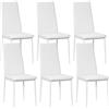EasyComfort Set di 6 Sedie da Pranzo Moderne con Schienale Alto in Finta Pelle e Acciaio, 41x50x97 cm, Bianco