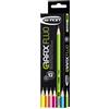 Hi-Text 065 Grafix Fluo confezione 12 matite grafite rotonde laccate colori fluo con gomma mina HB