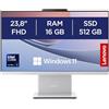 Lenovo IdeaCentre Computer desktop All-In-One, Display 24 FHD, Intel Core Ultra 5 226V, 512GB SSD, RAM 16GB, Altoparlanti Harman, WiFi 6, Windows 11 H, Tastiera + Mouse Wireless