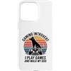 Dog Lover Gamer Introvert Retro Sunset Custodia per iPhone 15 Pro Max Gioco introverso Gioco E Cammino Il Mio Cane