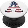 Alphabet Letter Name Initial Lettera A Nome Monogramma iniziale USA Bandiera americana stampa PopSockets PopGrip Adesivo