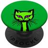 BY CRADOX CREATIVE CARTOON JAZZ CAT VERDE RETRO GROOVY PopSockets PopGrip Adesivo