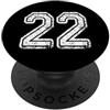 Numbers and Letters Numero 22 Grungy Bianco Sport Stile Squadra PopSockets PopGrip Adesivo