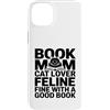 Cat Lover Reading Bookworm Mom Librarian Custodia per iPhone 14 Plus Prenota Mom Cat Lover Feline Fine con una buona lettura