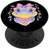 Kawaii Whimsical Pastel Amphibian Face G Blue Frog Ritratto Amante Animali Grafica Occhiali Rosa Floreale PopSockets PopGrip Adesivo