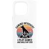 Dog Lover Gamer Introvert Retro Sunset Custodia per iPhone 15 Pro Gioco introverso Gioco E Cammino Il Mio Cane