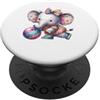 Adorable Animal Art Carino Elefante Giocatore di Bowling Cartoon PopSockets PopGrip Adesivo